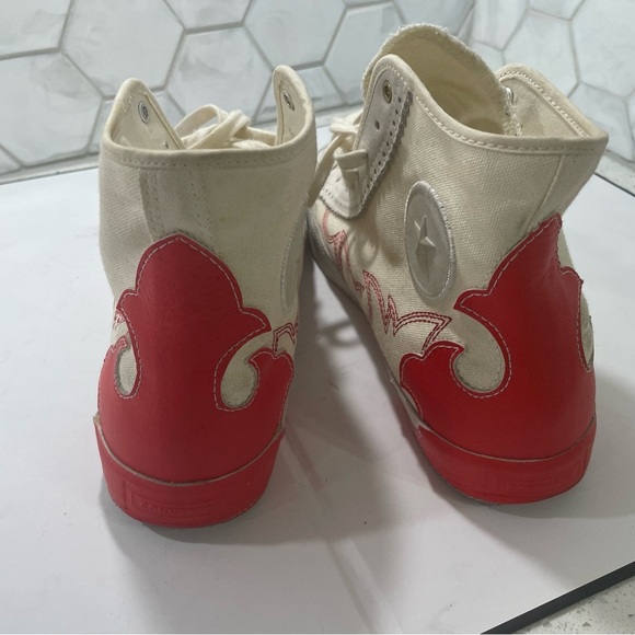 Converse All Star Sasha Hi Top Woman’s Sneaker Size 8.5 Red Leather Flame Canvas - Picture 6 of 13